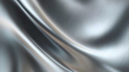 Fototapete - A sleek and modern abstract image showcasing the reflective and textural qualities of a chrome aluminum sheet with smooth wave like patterns and a subtle light gradient creating a dynamic