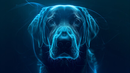 Aufkleber - This glowing hologram of a pet floats in dark space, blending realism with a digital look.