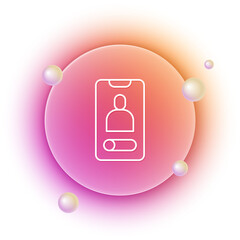 Wall Mural - white incoming call on mobile phone icon isolated on white background. friends call. orange and pink