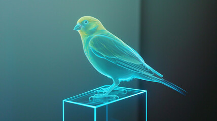 Aufkleber - This glowing hologram of a bird is floating on a transparent display, showcasing vibrant colors.
