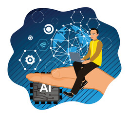 a man studies artificial intelligence using a computer.