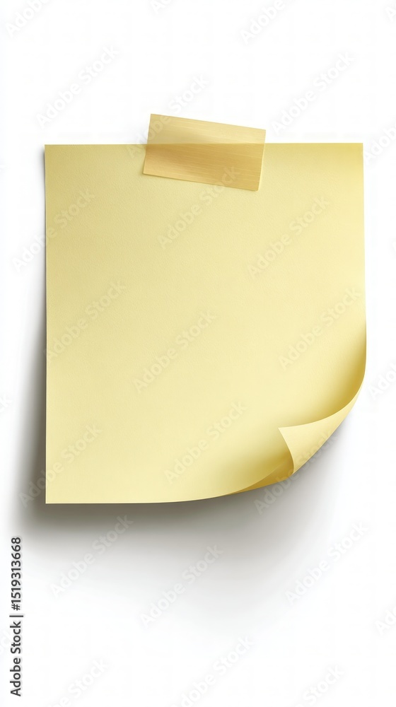 Blank Yellow Sticky Note With Gold Tape Stock Photo | Adobe Stock