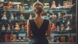 © 288 Studio - Young woman shopping for dolls at toy store. Concept of kidult industry, childhood nostalgia, stress relief