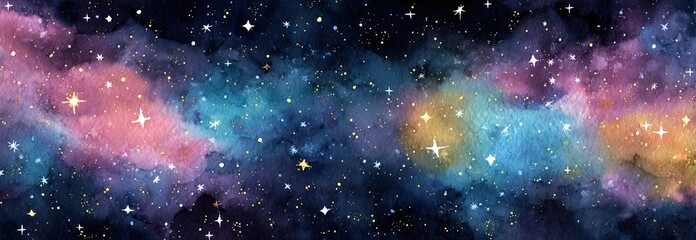 vector cosmic watercolor illustration. colorful space background with stars. high quality