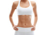 © Oksana_Latysheva - Woman's Midsection in White Sportswear Isolated On White Background. Woman in Sportswear Showing Abdominal Muscles