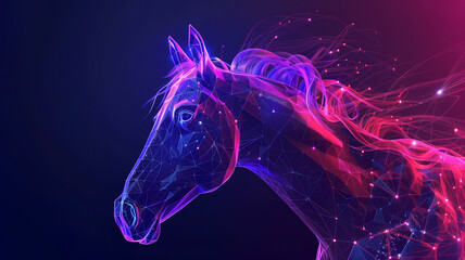 Poster - This neon-hued hologram of a horse lights up the space, serving as a captivating digital friend.