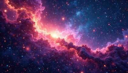 Wall Mural - Abstract swirling nebula, cosmic dust and stars, swirling, dark