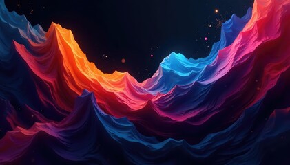 Wall Mural - Geometric shapes in vibrant jewel tones on black, digital, repeat, shapes