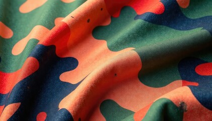 Wall Mural - Summer camouflage pattern on fabric, close-up view showing texture and detail , fabric, digital