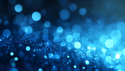 Blue binary code background with a bokeh effect, representing data technology and computer science.