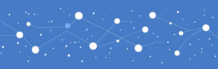 Blue background with white dots connected by lines, a technology network banner template vector illustration design for web and mobile app on a blue color background. 