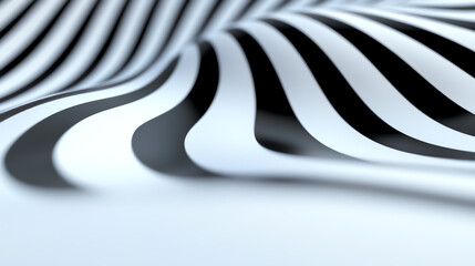 Poster - A mesmerizing abstract design featuring undulating black and white stripes, perfect for backgrounds and creative projects.
