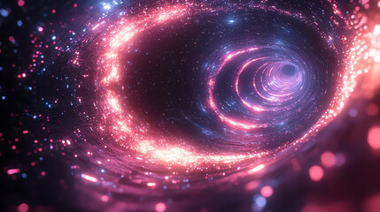 Fototapete - A mesmerizing abstract image of a vibrant cosmic vortex filled with radiant colors and sparkling stars swirling into a void.