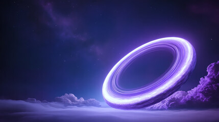 Leinwandbilder - A mesmerizing purple portal floating amidst mystical clouds, captivating the imagination with its otherworldly beauty.