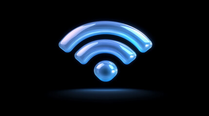 Poster - A sleek and modern wireless symbol glowing with a blue hue, representing connectivity and digital communication.
