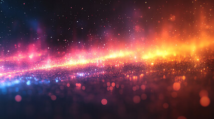 Fototapete - A stunning cosmic scene showcasing vibrant colors and sparkling particles, representing the beauty of the universe.