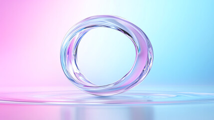 Aufkleber - A vibrant, abstract design featuring a transparent ring on a colorful gradient background, showcasing fluidity and modern art.