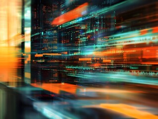 Wall Mural - a dynamic and futuristic digital illustration of computer code, data flow, or web development concep