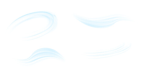 Aufkleber - Air flow set of vector elements on a white background. Abstract light effect blowing from an air conditioner, purifier or humidifier. Dynamic blurred flow motion