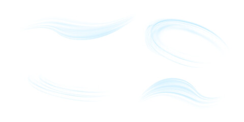 Leinwandbilder - Air flow set of vector elements on a white background. Abstract light effect blowing from an air conditioner, purifier or humidifier. Dynamic blurred flow motion
