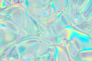 Poster - Abstract geometric crystal background, iridescent texture, liquid. 3d render.