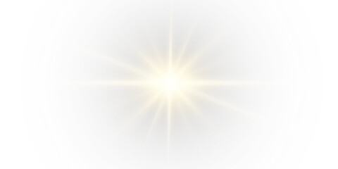 Poster - Png shine gold star. light with sparkle effect. Glowing yellow light, magic star sparks.
