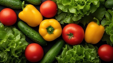 Poster - Fresh Vibrant Salad Composition with Colorful Vegetables and Greens