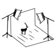 © soniya - Deer in a professional photo studio setup illustration black and white