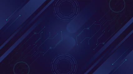 Wall Mural - dark blue futuristic tech background featuring circuit lines and abstract digital interface design i
