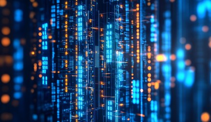 Wall Mural - digital technology background with circuit board and binary code, creating an abstract representatio