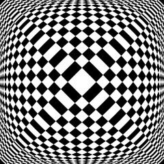 Wall Mural - abstract geometric checked black and white pattern with 3d illusion effect. convex textured backgrou