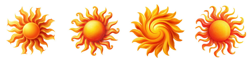 Wall Mural - vibrant collection of stylized sun illustrations for creative projects