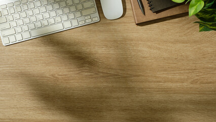 Wall Mural - Modern workspace featuring minimalistic design elements and natural lighting.