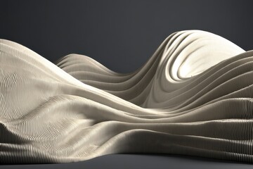 Wall Mural - Abstract beige wave pattern, a 3D rendering of layered surfaces, creating soft hills and valleys, minimal design, and a peaceful, calm, neutral backdrop.