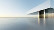 © nuchao - 3d illustration of abstract modern architecture background, Minimal geometry architectural design, Car presentation backdrop with empty concrete floor, Geometric metal building design