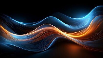 Leinwandbilder - abstract blue, orange fractal waves on black background