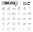 © ARIF MIFTAHUL ANWAR - Mass media line icon set. Containing TV show, program, news, report, video, interview. Editable stroke. Vector illustration