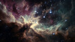 © Davy - A vibrant, colorful nebula with swirling gases and bright star clusters shining through cosmic dust