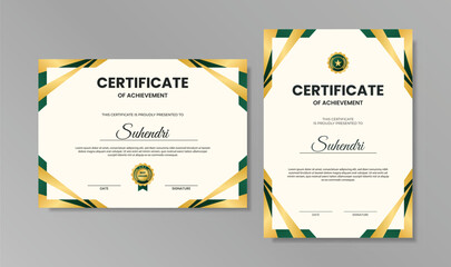  Elegant Green and Gold Certificate of Achievement Template Design