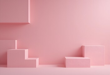 Aufkleber - Soft Pink Background Blocks For Marketing. Calm Minimal Design Suitable For Product Display. Beautiful Soft Pink Aesthetic. Great Backdrop For Gentle Promotions.