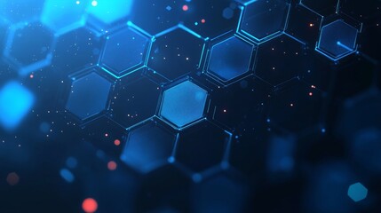 Wall Mural - futuristic abstract technology background with glowing blue hexagons and digital grid pattern, moder