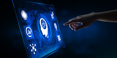 Wall Mural - machine learning ai artificial intelligence neural network technology concept.