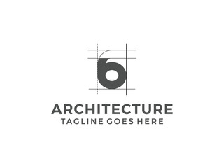 number 6 logo, creative architecture design, vector illustration, isolated on transparent background