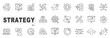 © tutti_frutti - Set of strategy related line icons. Plan, target, solution, challenge etc. Editable stroke. Set 3