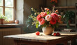 © Saira - Rustic Farmhouse Interior with Vibrant Floral Arrangement