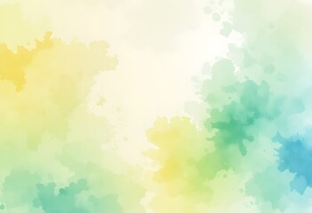 Fototapete - Soft Watercolor Texture Background. Delicate Pastel Yellow, Green, And Blue Wash. Perfect For Light Educational Resources. Gentle And Calming Design.