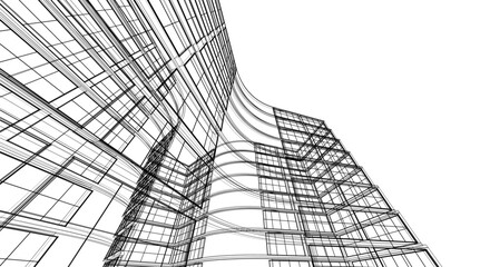 Wall Mural - abstract houses modern architecture 3d