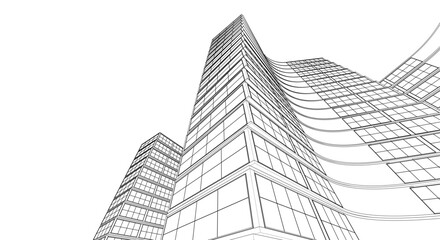 Wall Mural - abstract houses modern architecture 3d