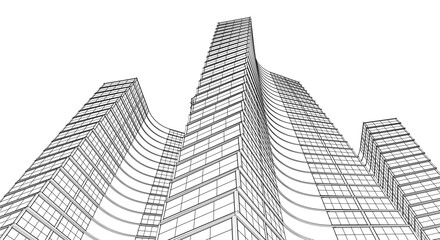 Wall Mural - abstract houses modern architecture 3d