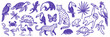 © fusiangkara - Doodle drawing of tropical animal and plant life for background or texture showcasing biodiversity species